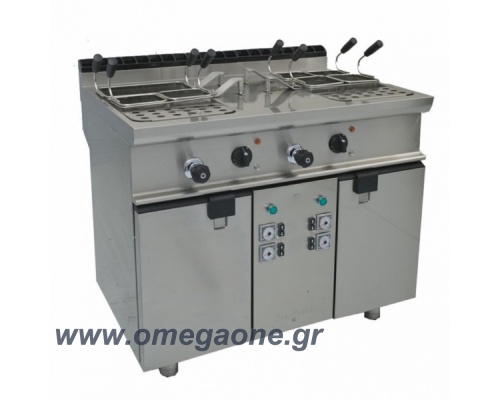 Double Tank Electric Pasta cooker with automatic 4 basket lifts
