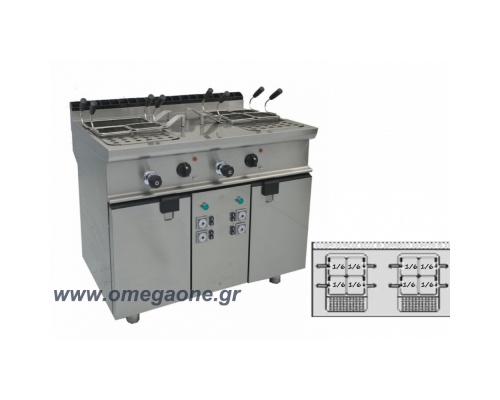 Single Tank Electric Pasta cooker with automatic 8 basket lifts