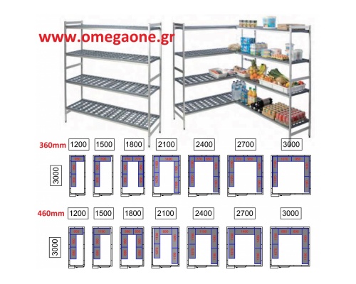Ραφιέρες με 4 Ράφια Συναρμολογούμενες Ψυγείων Πάνελ μήκους 3000mm /M80