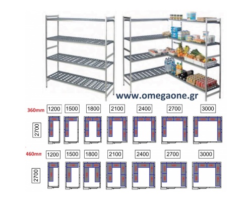 Ραφιέρες με 4 Ράφια Συναρμολογούμενες Ψυγείων Πάνελ μήκους 2700mm /M80