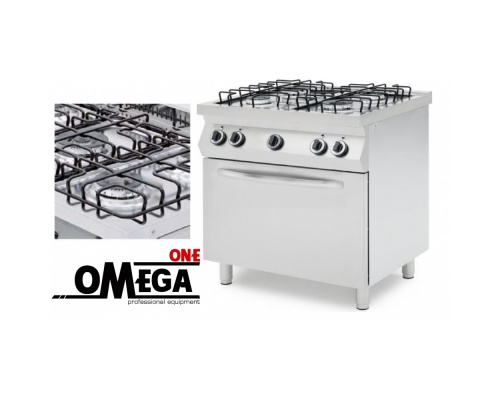 Gasherd 4 Flammen mit Statisch Gas-Backofen GN 1/1 -ProChef