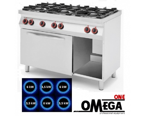 6 Burner Gas Stove with Static Gas Oven GN 1/1