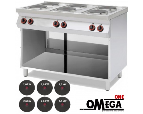 6 Plate Electric Range on Open Cabinet