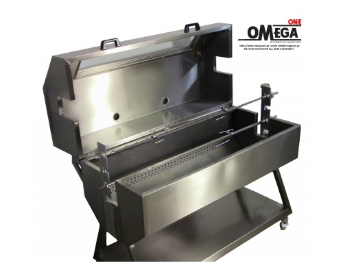 Stainless Steel Charcoal BBQ Spit Rotisserie/ hood