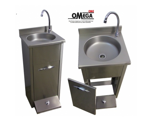 Gastro Handwaschbecken aus Edelstahl Fussbedienung, Standmodell