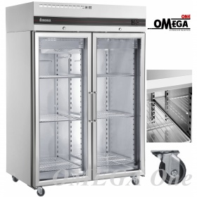 Tiefkühlschrank mit 2 Glastüren mit 4 Räder 1432 Ltr