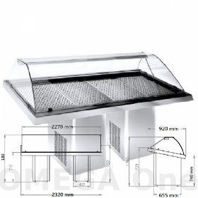 Mobile Refrigerated Fish Display Counter 2320x900x1200 mm 