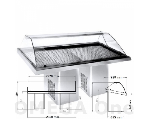 Mobile Refrigerated Fish Display Counter 2320x900x1200 mm 