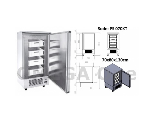 Ψαριέρα Θάλαμος 1 Πόρτα 4 Συρτάρια PVS 700x800x1300 mm 