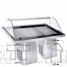 Mobile Refrigerated Fish Display Counter 1880x900x1200 mm 