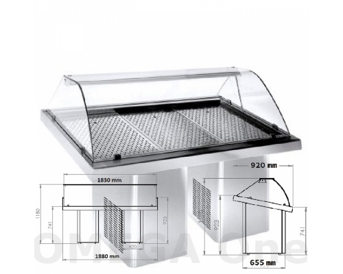 Mobile Refrigerated Fish Display Counter 1880x900x1200 mm 