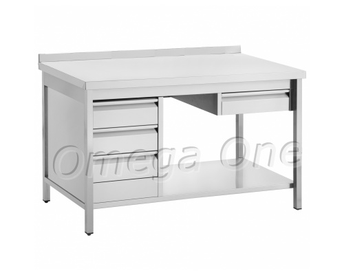 Tables with Legs and Shelf - Disassembled Worktables. Models with  an upstand available as standard.