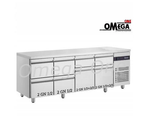 Gastronomie Kühltisch mit Tür und Schubladen 2242 mm 