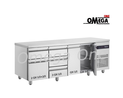 Gastronomie Kühltisch mit Tür und Schubladen 2242 mm 