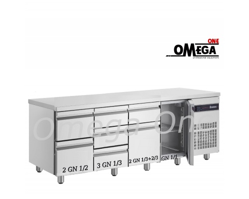 Gastronomie Kühltisch mit Tür und Schubladen 2242 mm 