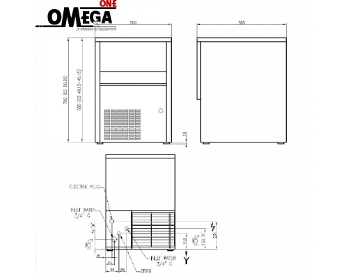 Παγομηχανή 50kg = 1.390 παγάκια με Αποθήκη 25kg = 694 παγάκια | Ψεκασμού Αερόψυκτη