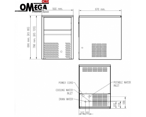 Παγομηχανή Πάγου Νιφάδα-Τρίμα 140kg/24ωρο με Αποθήκη 25Kg