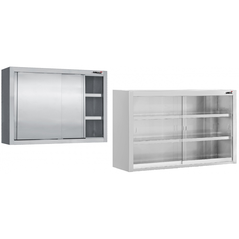 Stainless Steel Wall Cupboards Sliding Doors Omega One. Large capacity