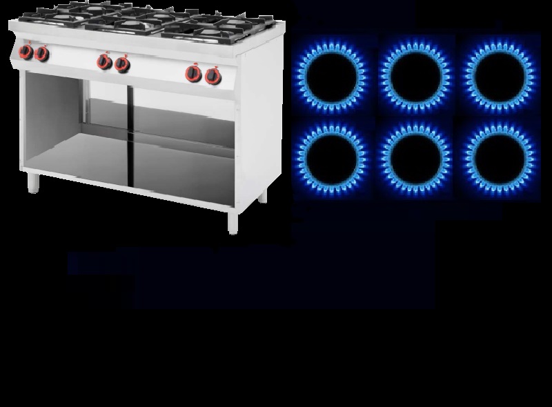 6 Burner Solid Top Gas Boiling Table Omega One, Range Ovens & Floor