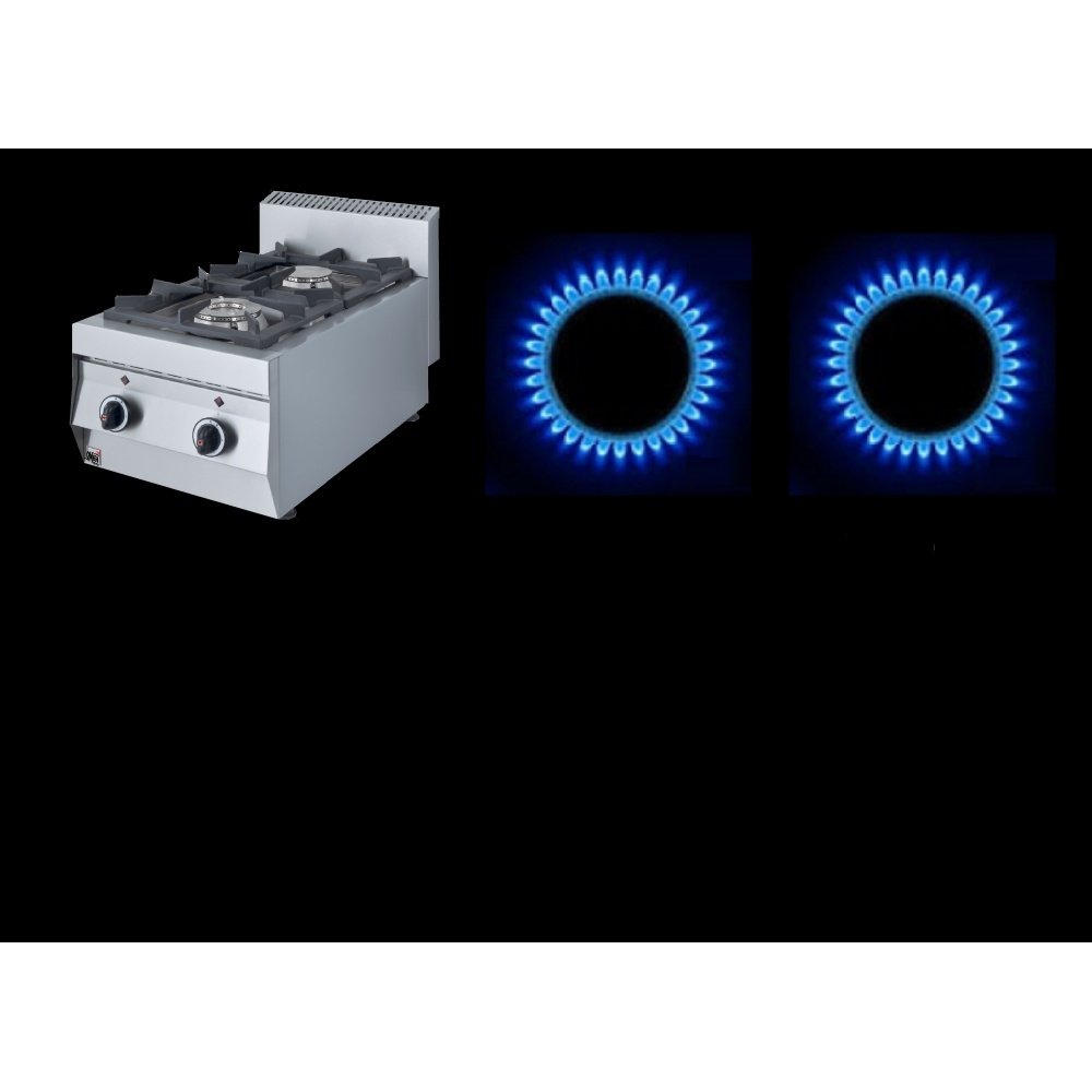 2Burner Gas Boiling Top Omega One Operation with Natural Gas or LPG